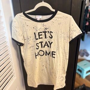 LuLaRoe Graphic Cream and Black Relaxed Tee